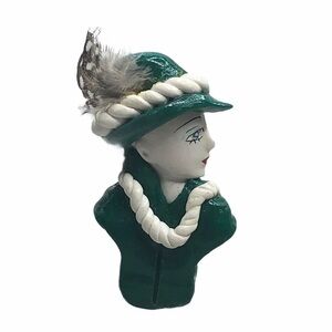 Vintage Handmade Polymer Clay Woman Profile Pin